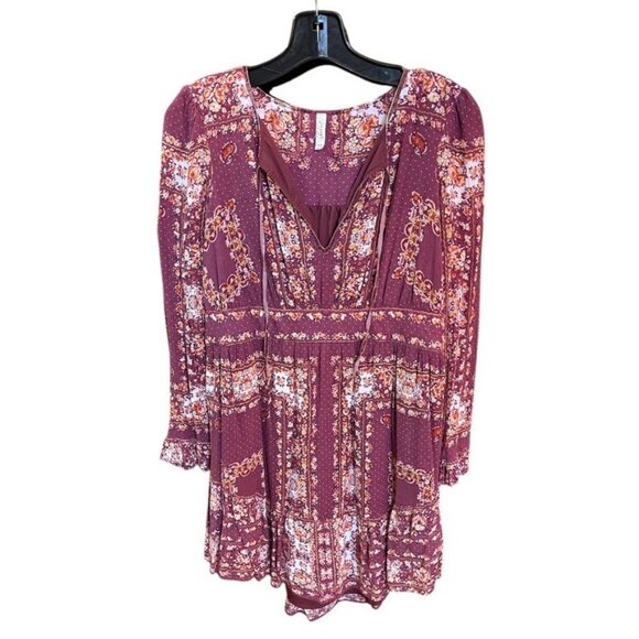 Free People Bridget Dress Size Small Long Sleeve Floral Ruffled Boho Peasant - Picture 2 of 9